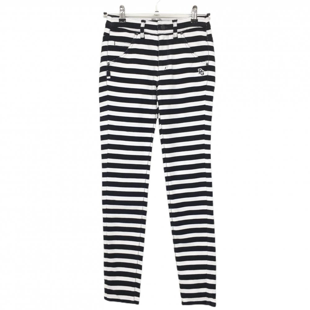 【新品】パーリーゲイツ パンツ 白×黒 ボーダー 表微起毛 ストレッチ  レディース 00(XS) ゴルフウェア PEARLY GATES