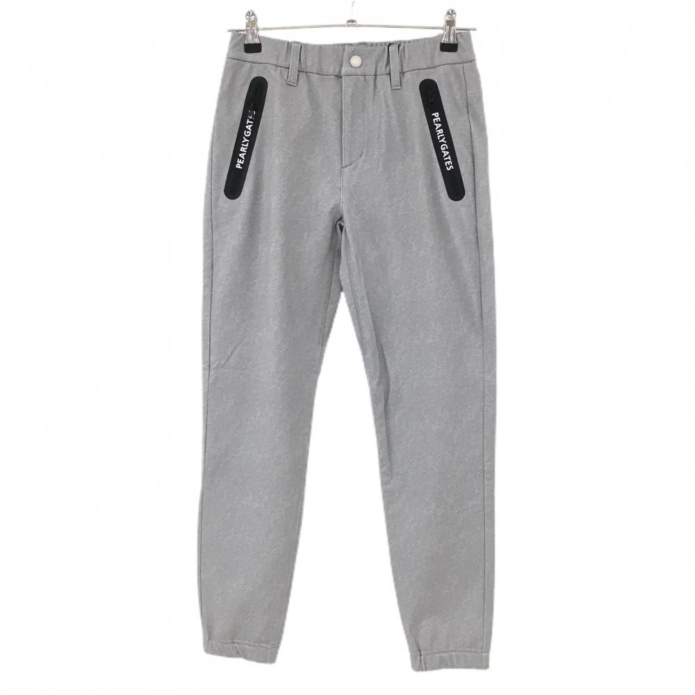 【新品】パーリーゲイツ ジョガーパンツ グレー×黒 ヘリンボーン地模様 裏微起毛  レディース 00(XS) ゴルフウェア PEARLY GATES