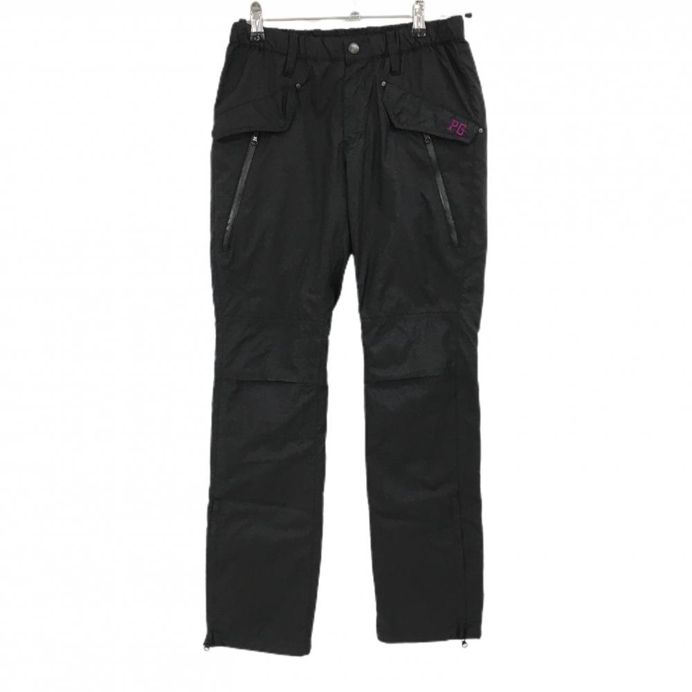 【美品】パーリーゲイツ パンツ 黒 ロゴピンクパープル 蓄熱裏地 レディース 0(S) ゴルフウェア PEARLY GATES