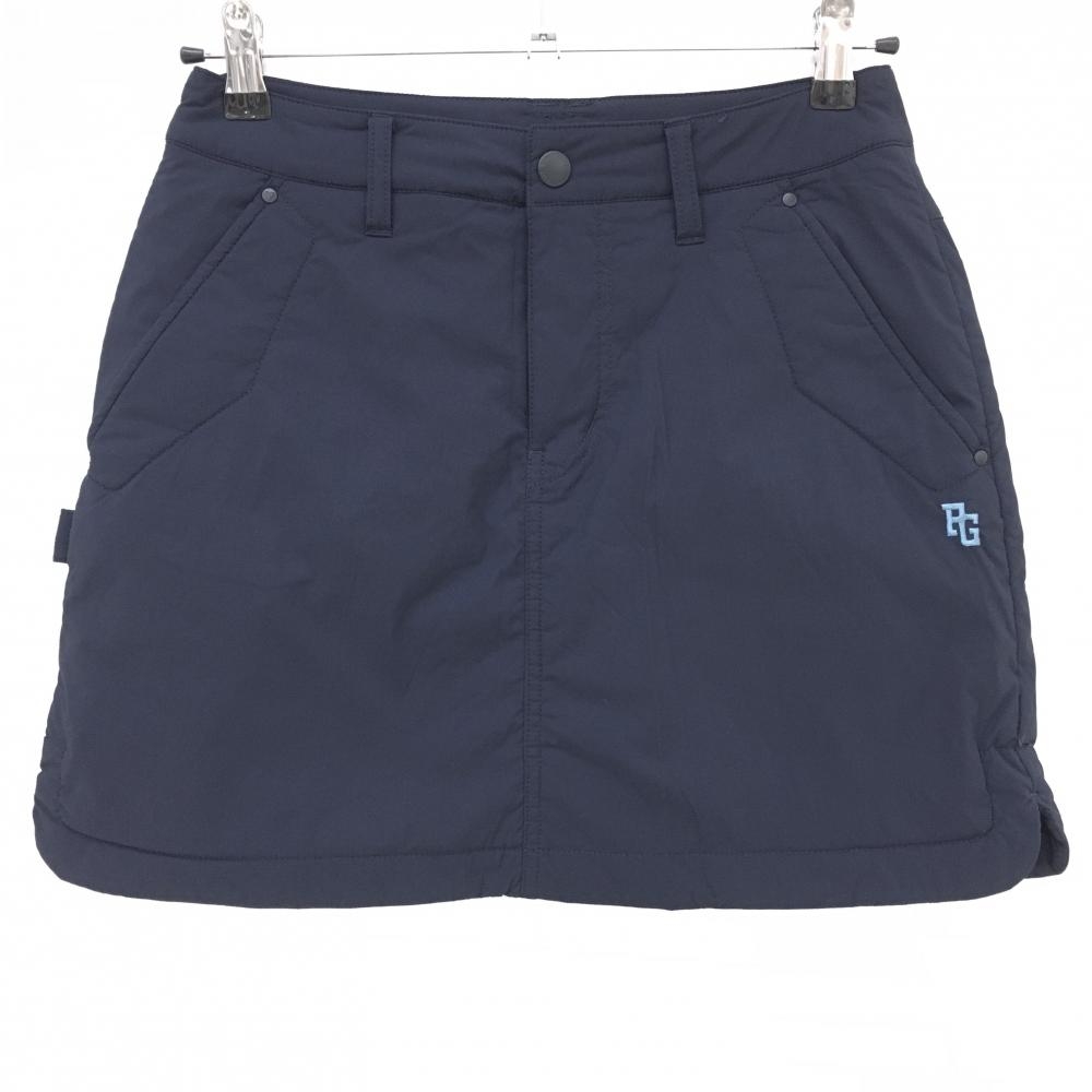 【超美品】パーリーゲイツ 中綿スカート ネイビー 複数刺しゅうワッペン ポケット口毛羽立ち少 レディース M ゴルフウェア PEARLY GATES