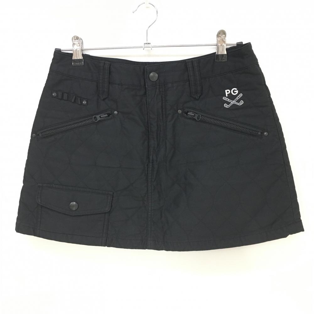 美品】パーリーゲイツ 中綿スカート 黒 キルティング 薄手 レディース  