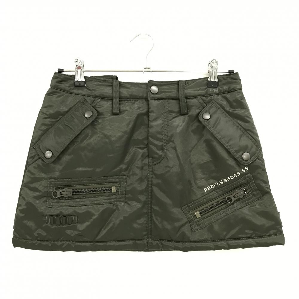 【美品】パーリーゲイツ 中綿カーゴスカート カーキ ボールケース着脱可 レディース 0(S) ゴルフウェア PEARLY GATES