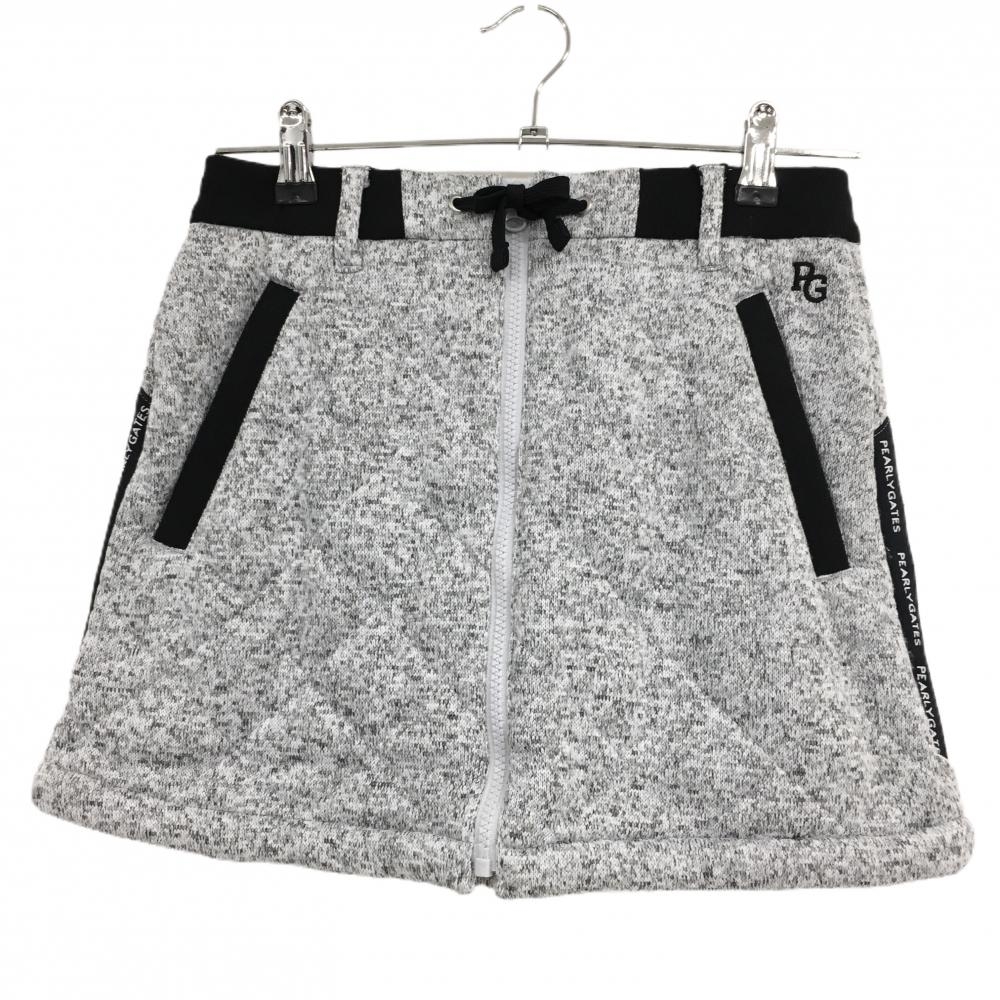 【新品】パーリーゲイツ 中綿スカート 杢グレー×黒 キルティング サイドロゴライン レディース 0(S) ゴルフウェア PEARLY GATES