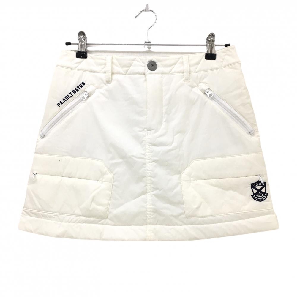 パーリーゲイツ 中綿カーゴスカート 白×ネイビー ロゴ刺しゅう  レディース 1(M) ゴルフウェア PEARLY GATES