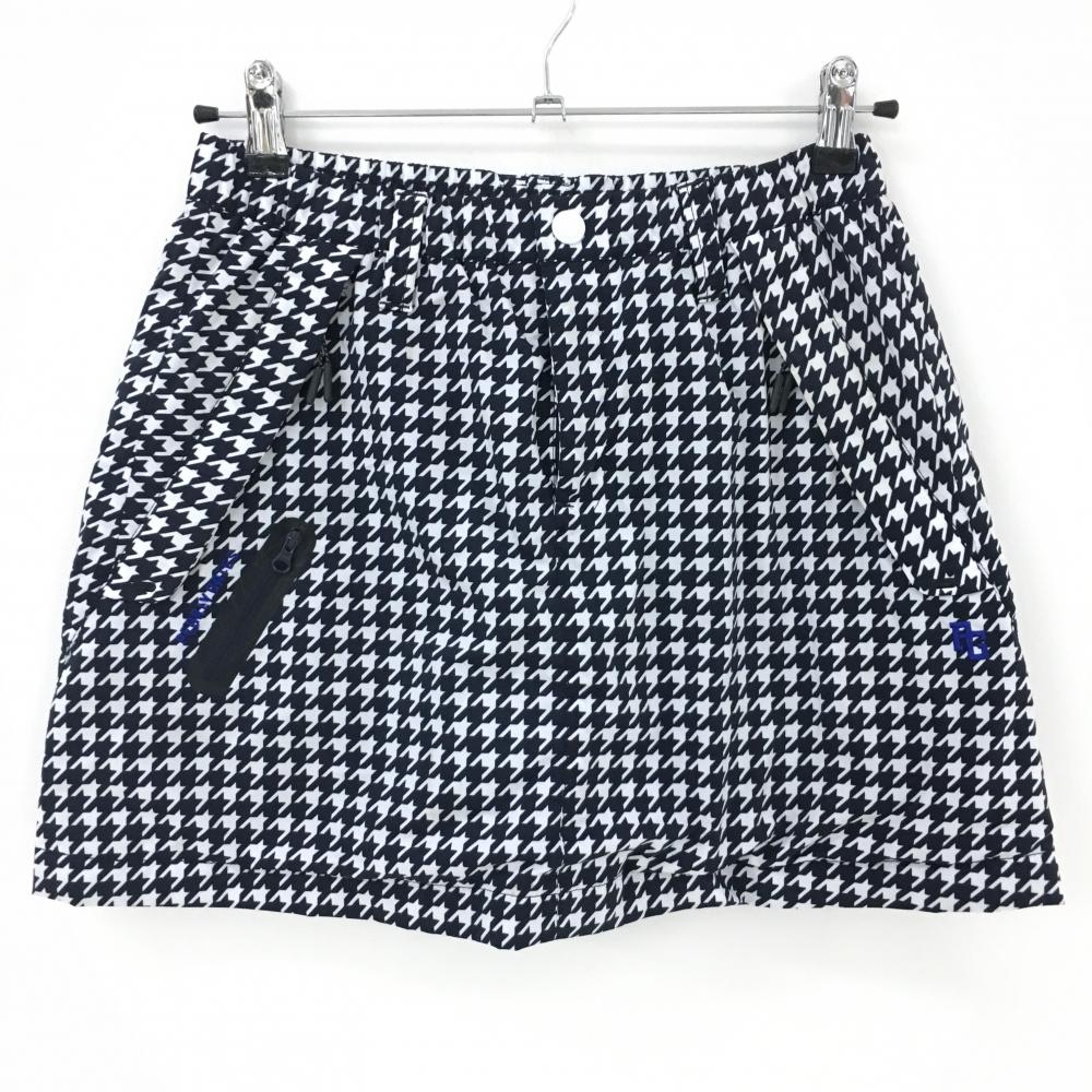 【美品】パーリーゲイツ 中綿スカート ネイビー×白 千鳥格子 蓄熱裏地 レディース 0(S) ゴルフウェア PEARLY GATES
