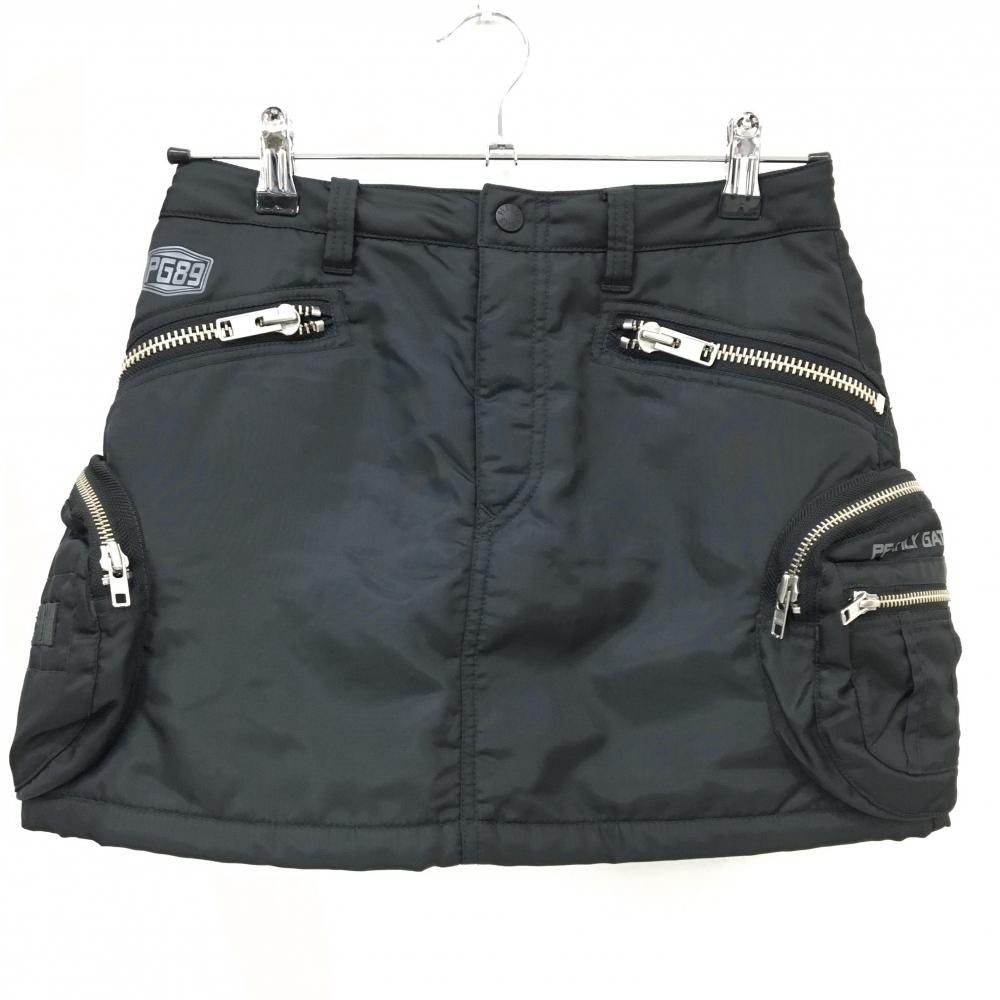 【超美品】パーリーゲイツ 中綿スカート 黒 複数ポケット ウエストポーチ着脱可  レディース 0(S) ゴルフウェア PEARLY GATES