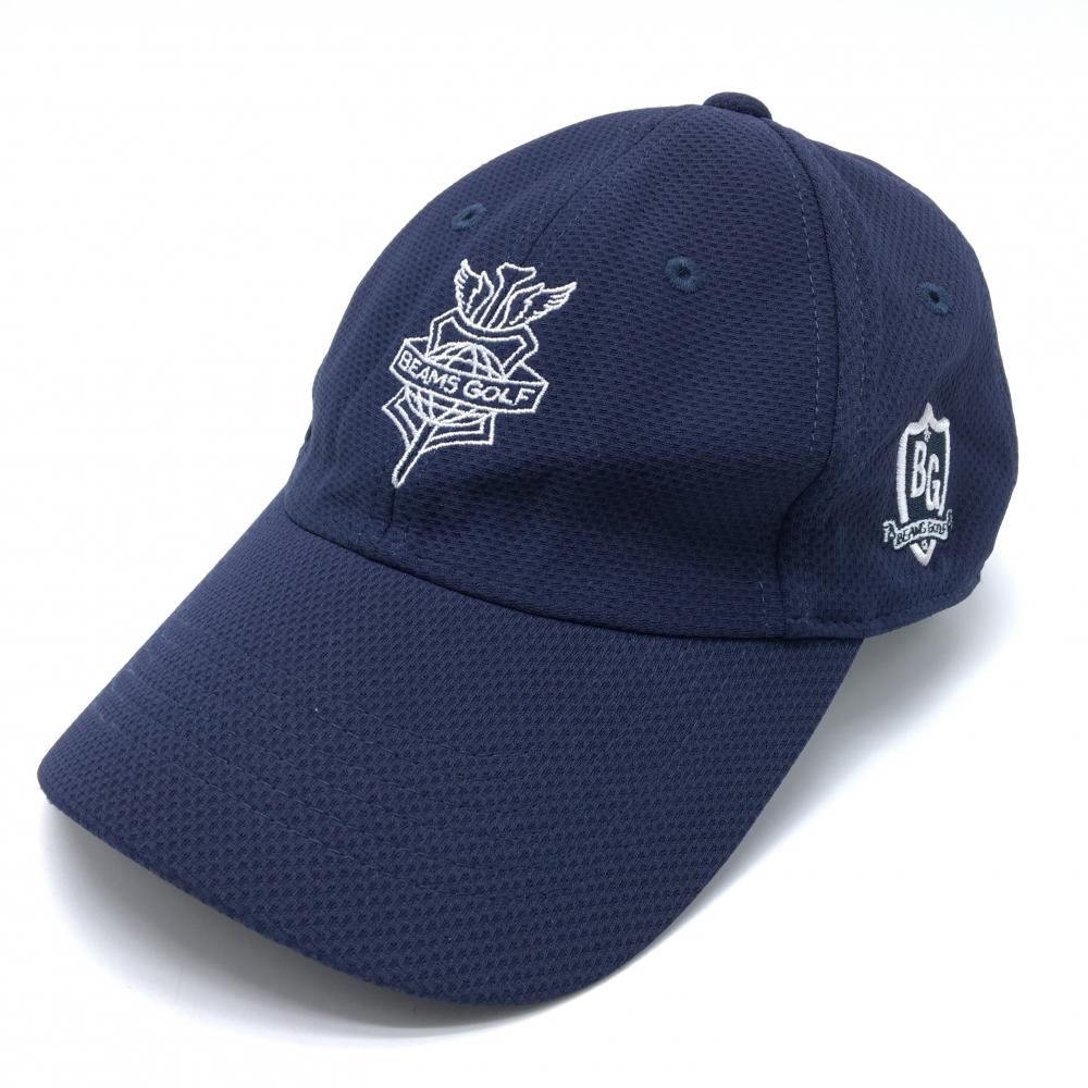 【超美品】ビームスゴルフ キャップ ネイビー×白 ロゴ刺しゅう  レディース  ゴルフウェア BEAMS GOLF