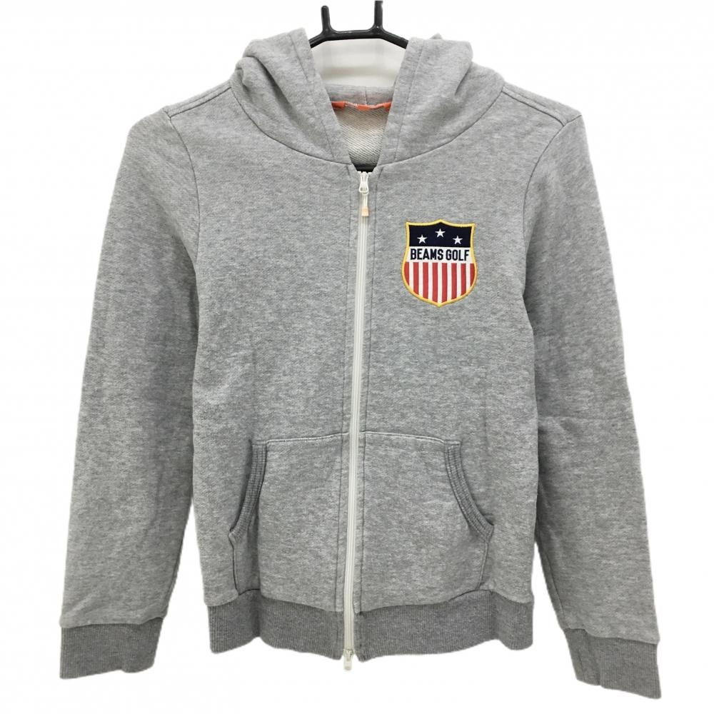 ビームスゴルフ ジップパーカー 杢グレー スウェット地 バックロゴ レディース S ゴルフウェア BEAMS GOLF