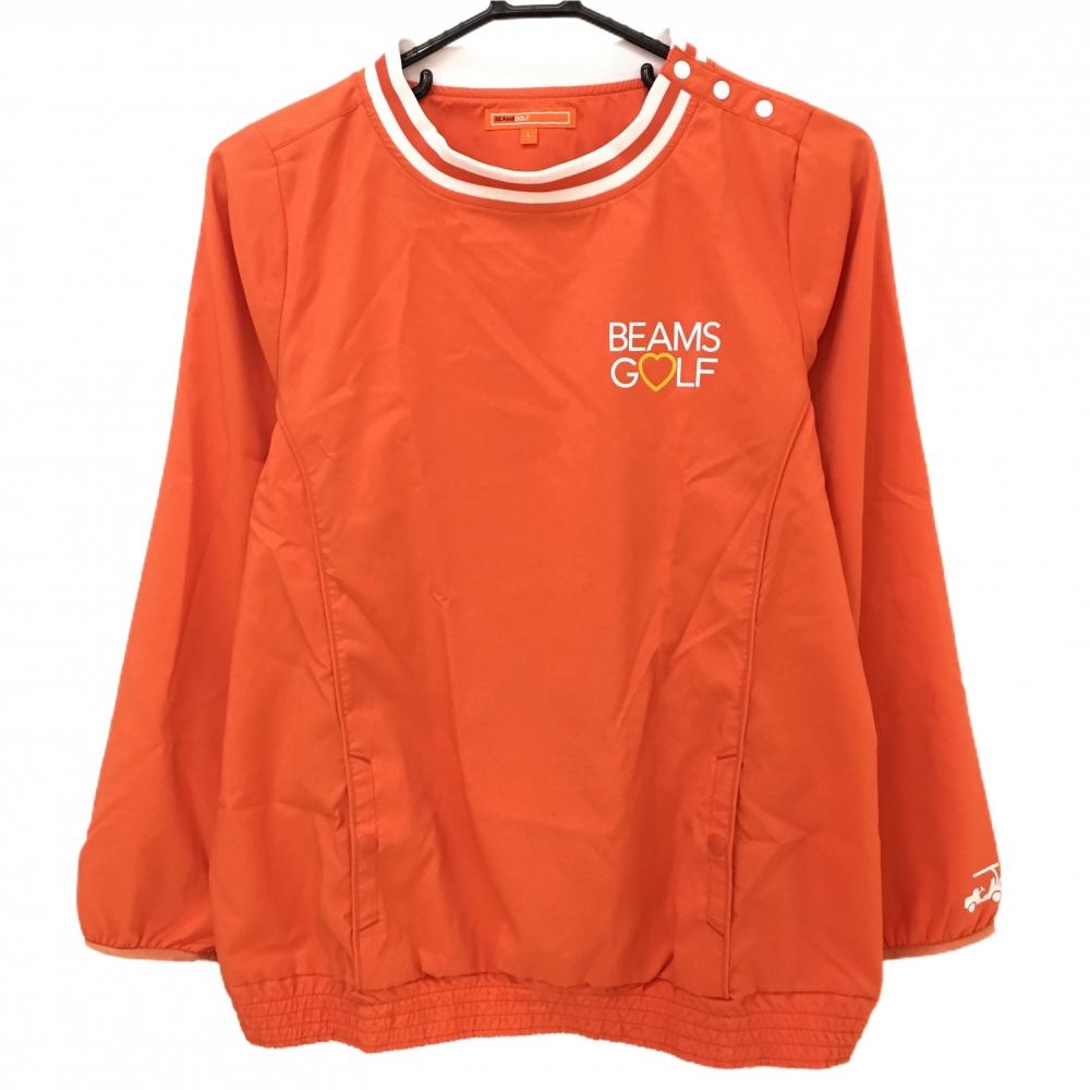 【超美品】ビームスゴルフ ブルゾン オレンジ メッシュ裏地 ロゴ レディース L ゴルフウェア BEAMS GOLF