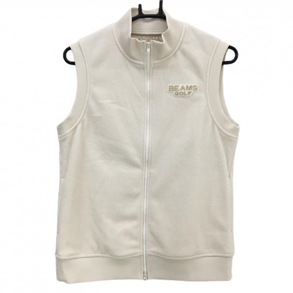 【超美品】ビームスゴルフ フリースベスト ライトベージュ ロゴ刺しゅう  レディース L ゴルフウェア 2023年モデル BEAMS GOLF