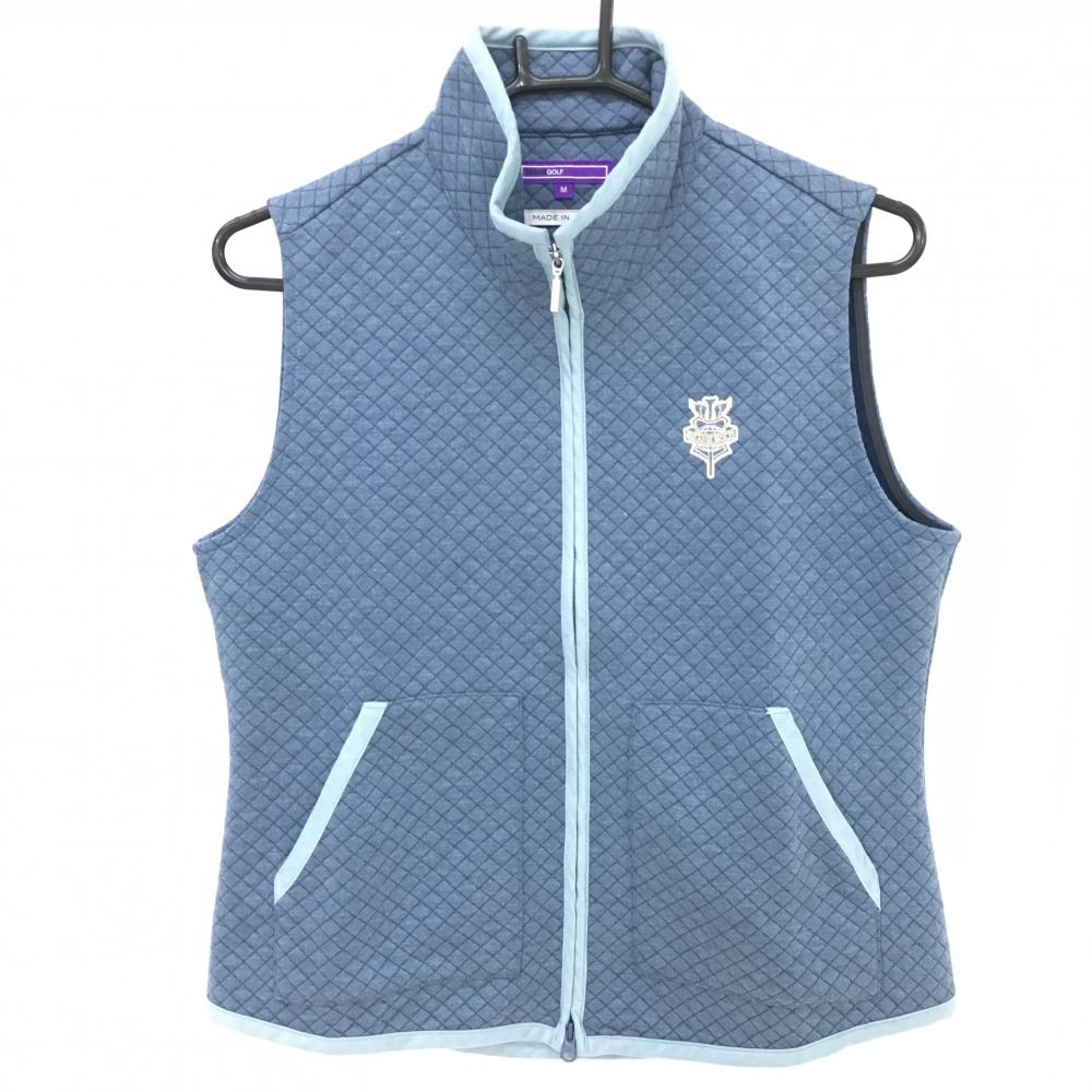 ビームスゴルフ アウターベスト ネイビー×ライトブルー キルティング ラメロゴ刺しゅう レディース M ゴルフウェア BEAMS GOLF