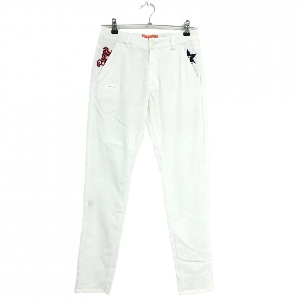 【新品】ビームスゴルフ コーデュロイパンツ 白 ポケット口刺しゅう ストレッチ  レディース S ゴルフウェア BEAMS GOLF