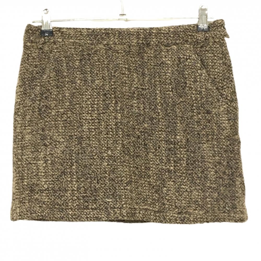ビームスゴルフ 中綿スカート ブラウン×ベージュ ツイード 蓄熱裏地 レディース M ゴルフウェア BEAMS GOLF