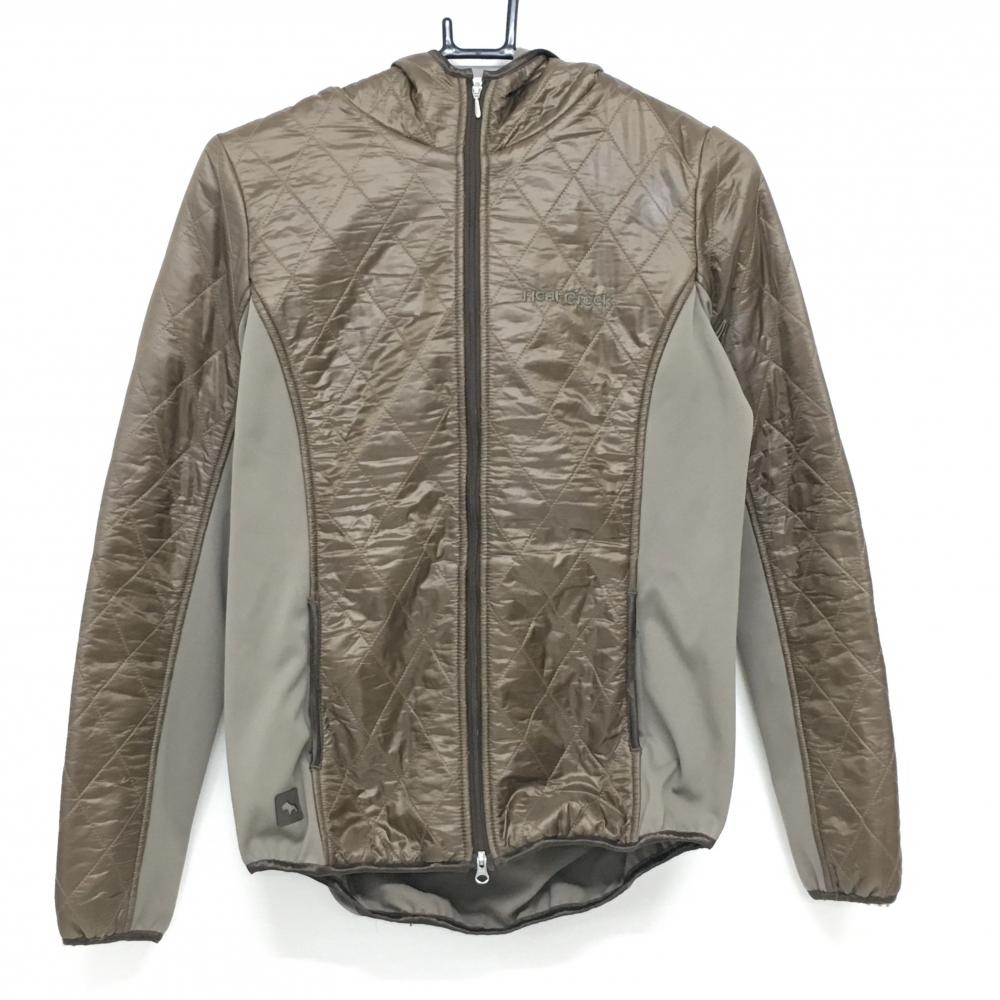 ヒールクリーク フード付き中綿切替ジャケット グレージュ系 キルティング 裏起毛 レディース 40(M) ゴルフウェア Heal Creek