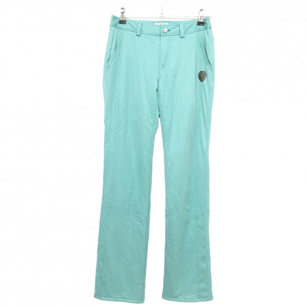 ヒールクリーク 中綿パンツ ミントグリーン チェック地模様 ワッペン レディース 38(S) ゴルフウェア Heal Creek