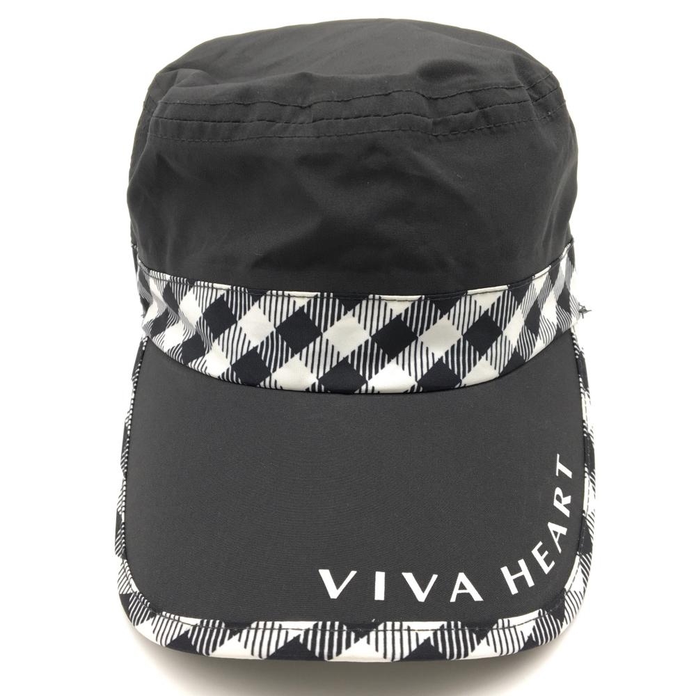 【超美品】VIVA HEART ビバハート レインワークキャップ ダークグレー×白 裏地メッシュ レディース 40 ゴルフウェア