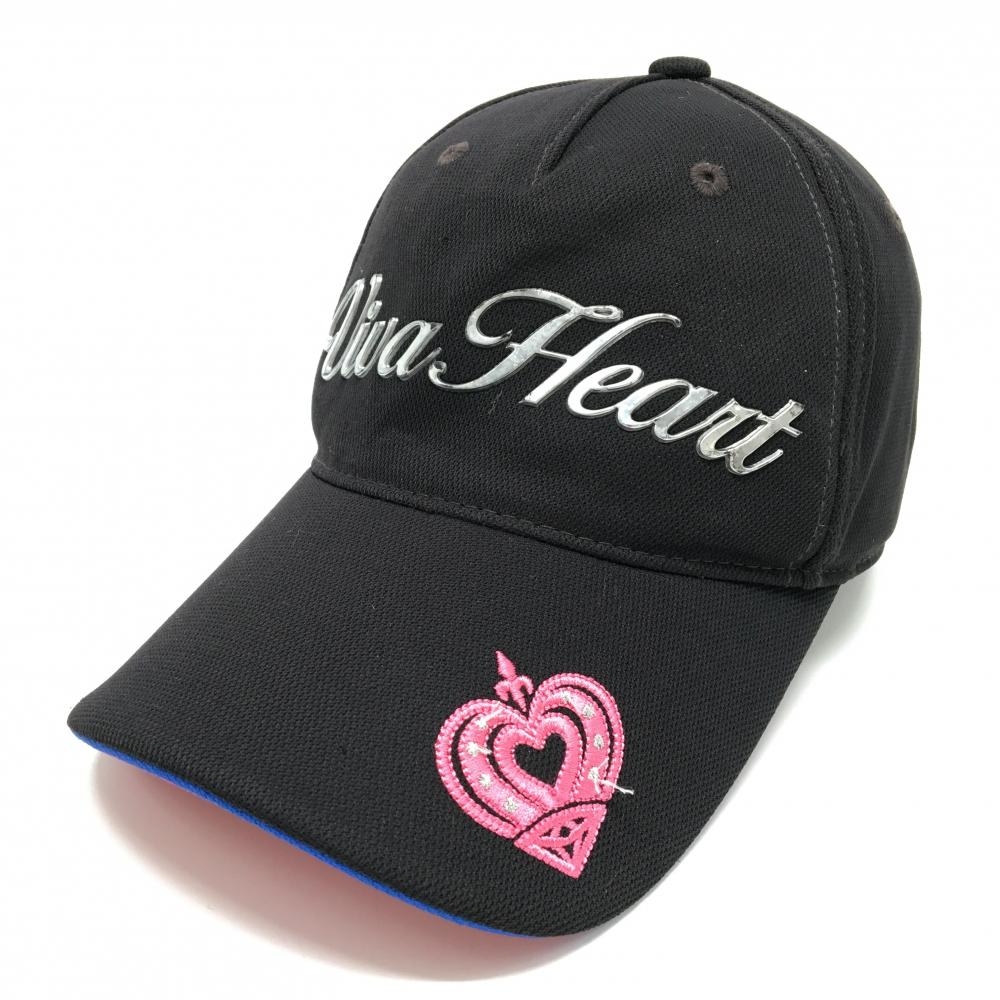 ビバハート キャップ 黒×シルバー 立体ロゴ  レディース  ゴルフウェア VIVA HEART