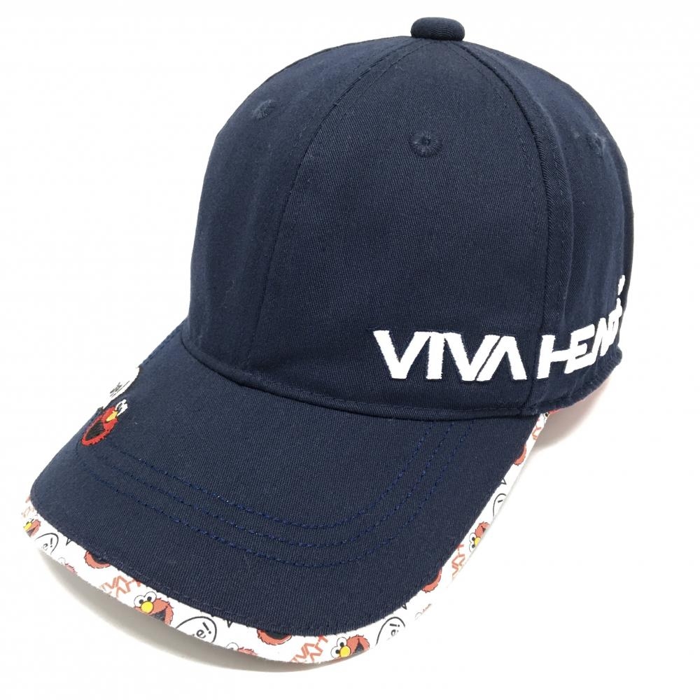 【美品】ビバハート×セサミストリート キャップ ネイビー×白×レッド エルモ レディース 40 ゴルフウェア VIVA HEART