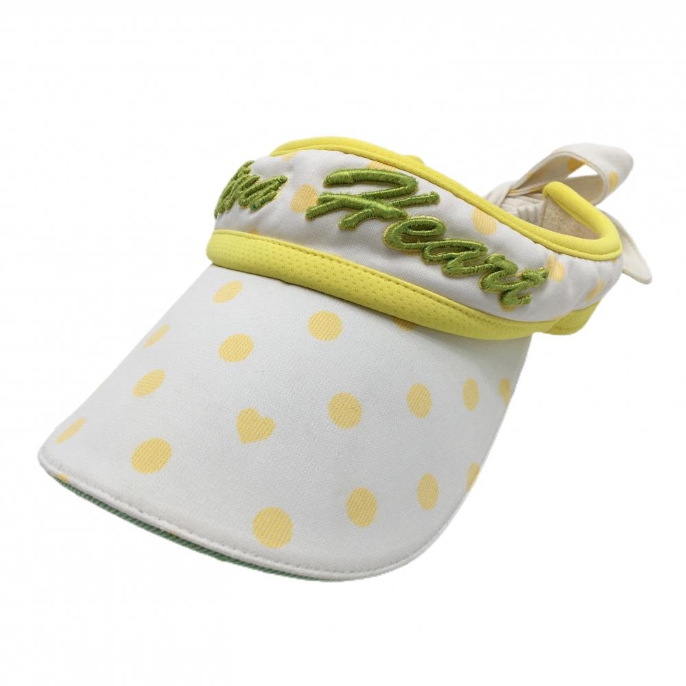 ビバハート サンバイザー 白×イエロー ドット柄 後ろリボン レディース  ゴルフウェア VIVA HEART