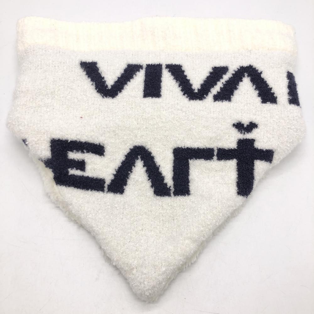 【新品】VIVA HEART ビバハート ネックウォーマー 白×黒 ボア ロゴ レディース 40 ゴルフウェア