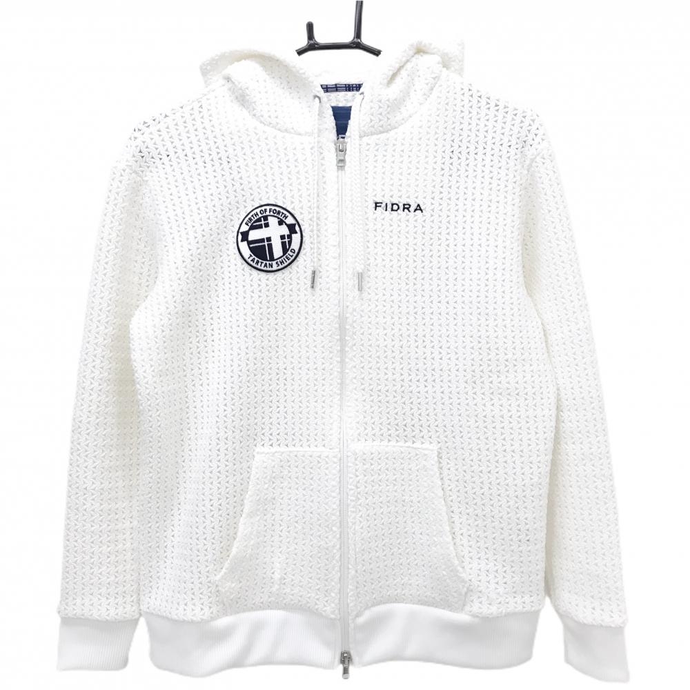 【美品】フィドラ ジャケットブルゾン 白 ロゴワッペン フード付き レディース M/M ゴルフウェア FIDRA