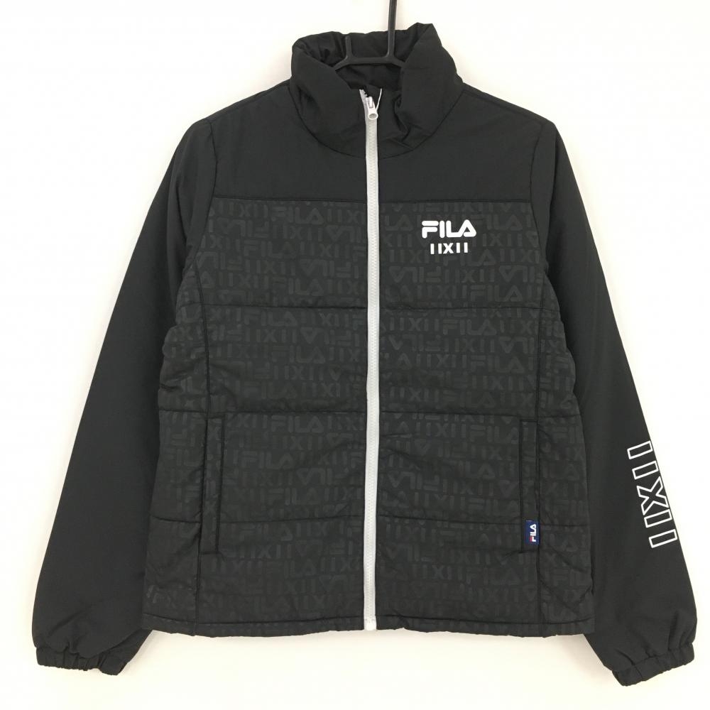 【新品】フィラゴルフ 中綿ジャケット 黒 ロゴ柄 切替 レディース L ゴルフウェア FILA GOLF