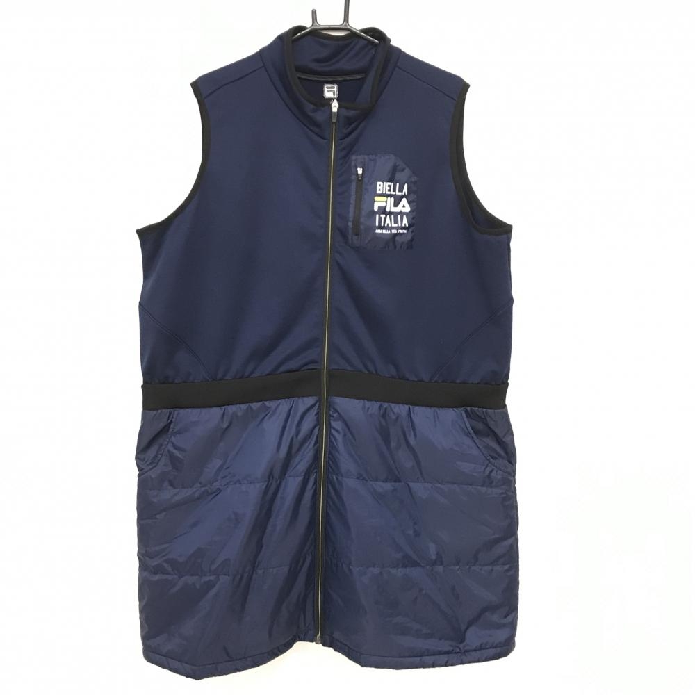 フィラゴルフ 中綿ノースリーブワンピース ネイビー スカート中綿 胸ポケット付 レディース 5L ゴルフウェア 大きいサイズ FILA GOLF