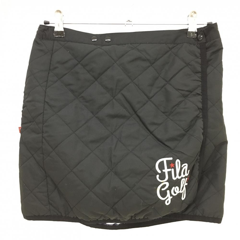フィラゴルフ 中綿スカート 黒×白 キルティング 後ろポケット レディース  ゴルフウェア FILA GOLF