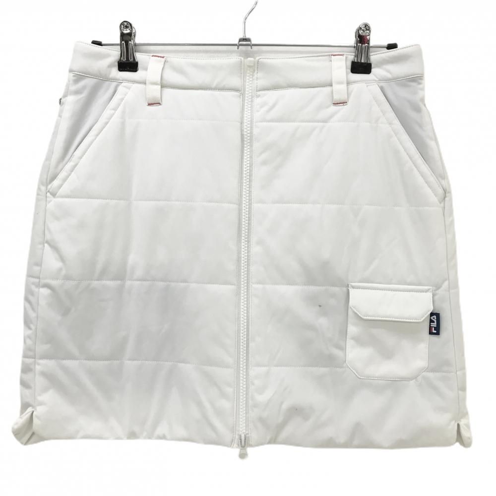 【美品】フィラゴルフ 中綿スカート 白 後ろロゴ刺しゅう レディース LL ゴルフウェア FILA GOLF