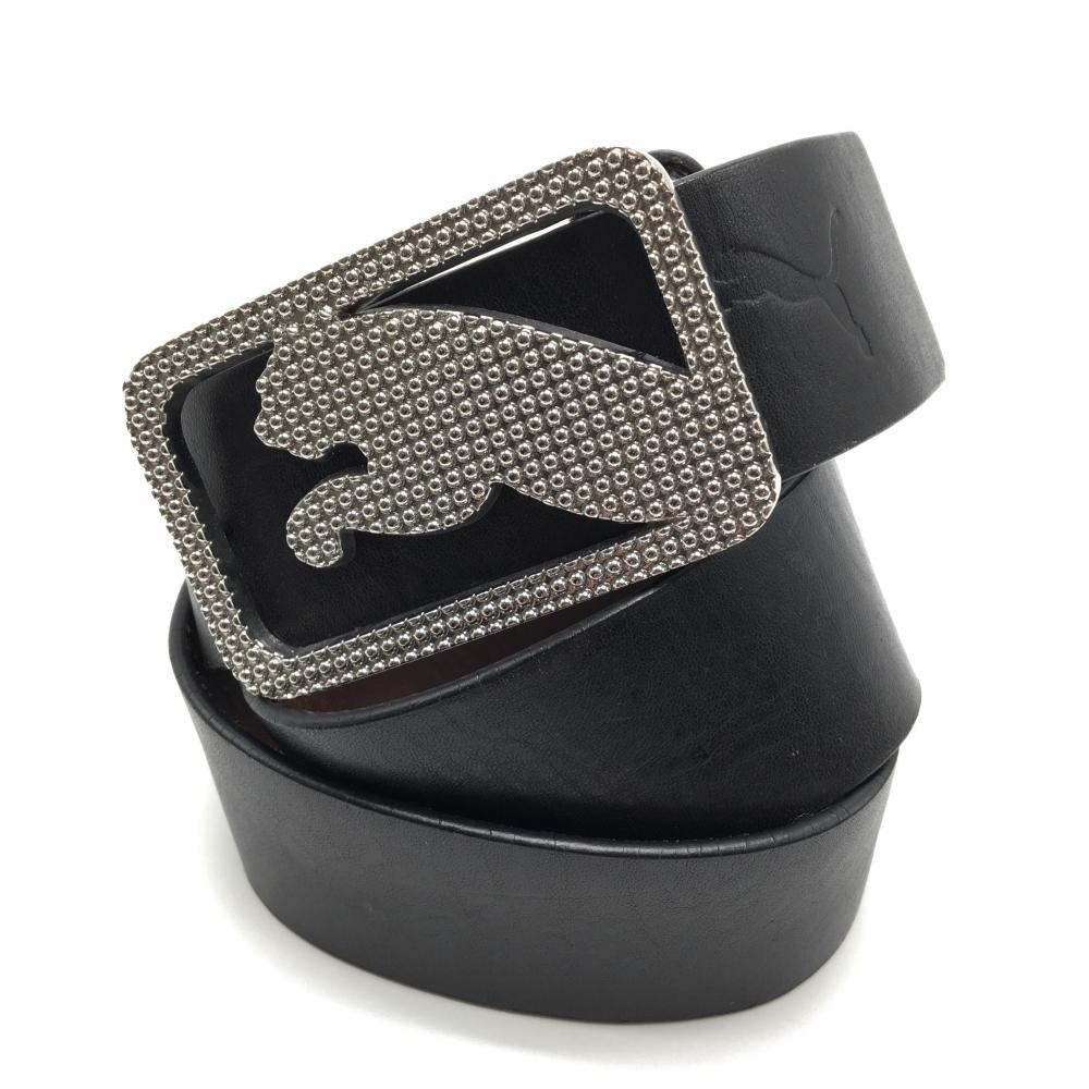 【美品】プーマ トップ式ベルト 黒 シルバーバックル 本革  レディース  ゴルフウェア PUMA