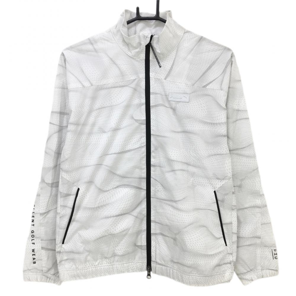 【新品】プーマEXCELLENT ジャケットブルゾン 白×グレー 総柄 ストレッチ レディース M ゴルフウェア 2021年モデル PUMA
