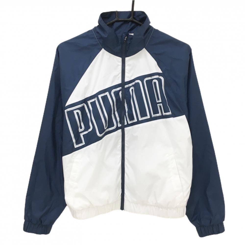 プーマ ジャケットブルゾン ネイビー×白 フロントロゴ 裏地メッシュ TRAINING  レディース M ゴルフウェア PUMA
