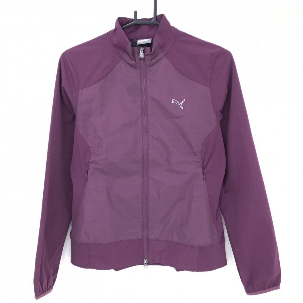 【超美品】プーマ ジャケットブルゾン ワインレッド ピンドット柄 ダブルジップ レディース M ゴルフウェア PUMA