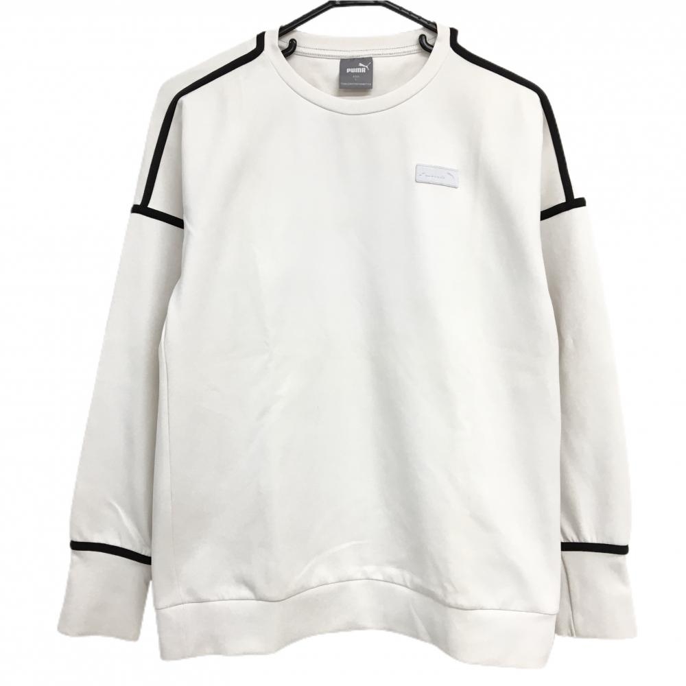 【美品】プーマ トレーナー アイボリー×黒 胸ロゴ  レディース L ゴルフウェア PUMA