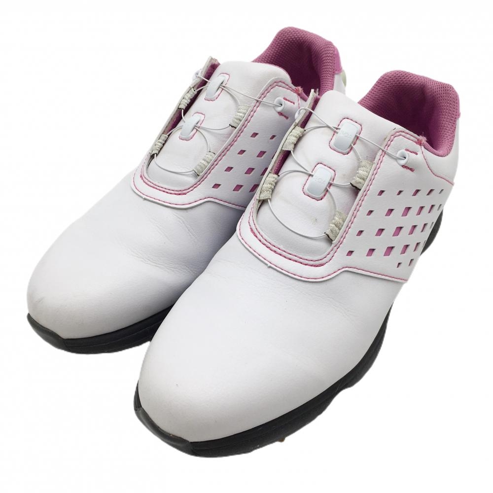 【美品】フットジョイ ゴルフシューズ 白×ピンク 98622J ECOMFORT BOA ダイヤル式 レディース 24.0 ゴルフウェア FootJoy
