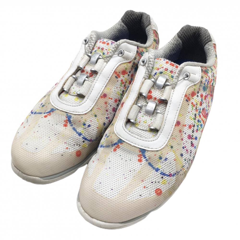 フットジョイ ゴルフシューズ 白×マルチカラー 98036J em POWERSL スパイクレス レディース 24.0 ゴルフウェア FootJoy