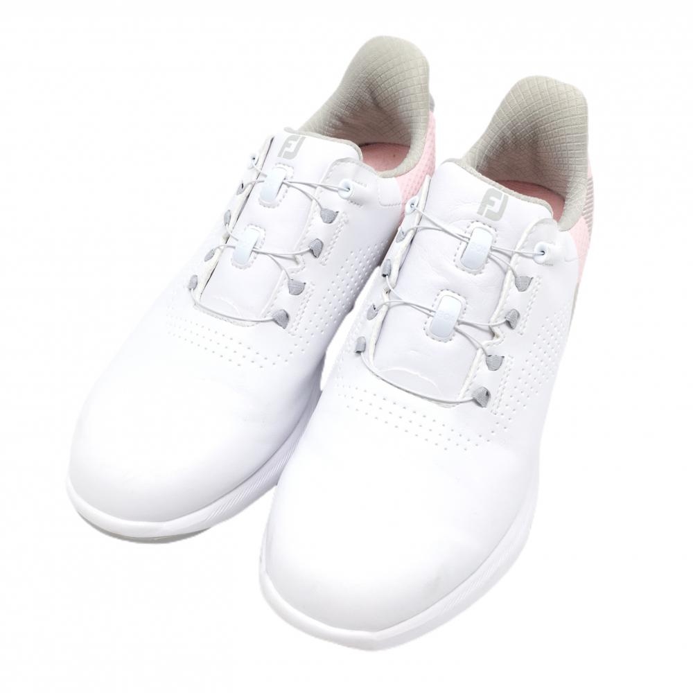 【超美品】フットジョイ ゴルフシューズ 白×ピンク 92382J BOA スパイクレス ダイヤル式  レディース 22.5 ゴルフウェア FootJoy