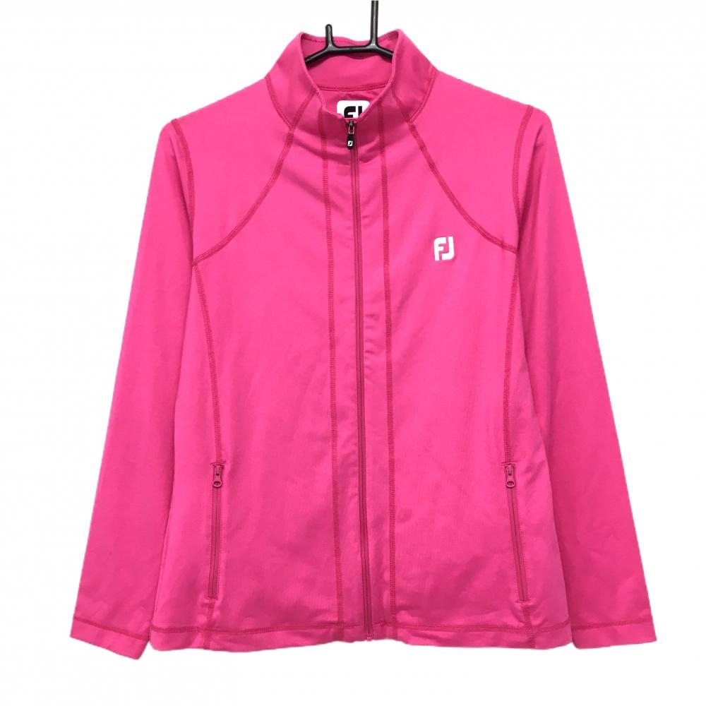 【超美品】フットジョイ ジャケットブルゾン ピンク ロゴ白 ストレッチ レディース M ゴルフウェア FootJoy