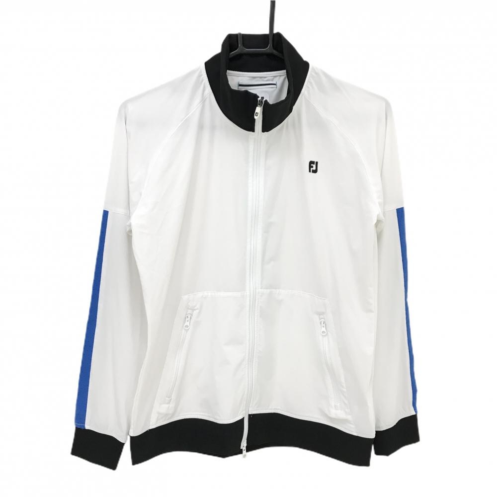 【美品】フットジョイ ジャケットブルゾン 白×黒 背面・袖一部パンチング 薄手 レディース M ゴルフウェア FootJoy