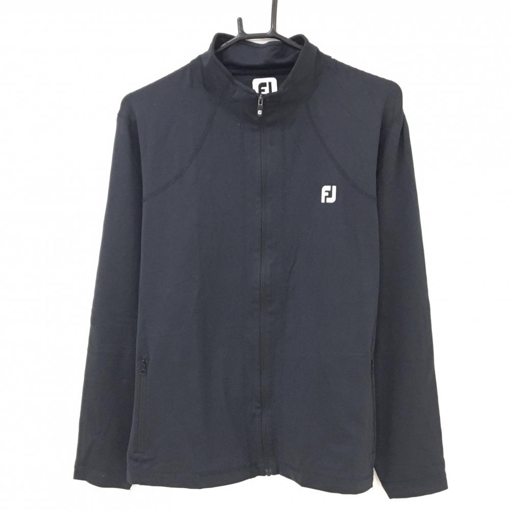 【美品】フットジョイ ジャケットブルゾン 黒 ロゴ刺しゅう レディース XL ゴルフウェア FootJoy