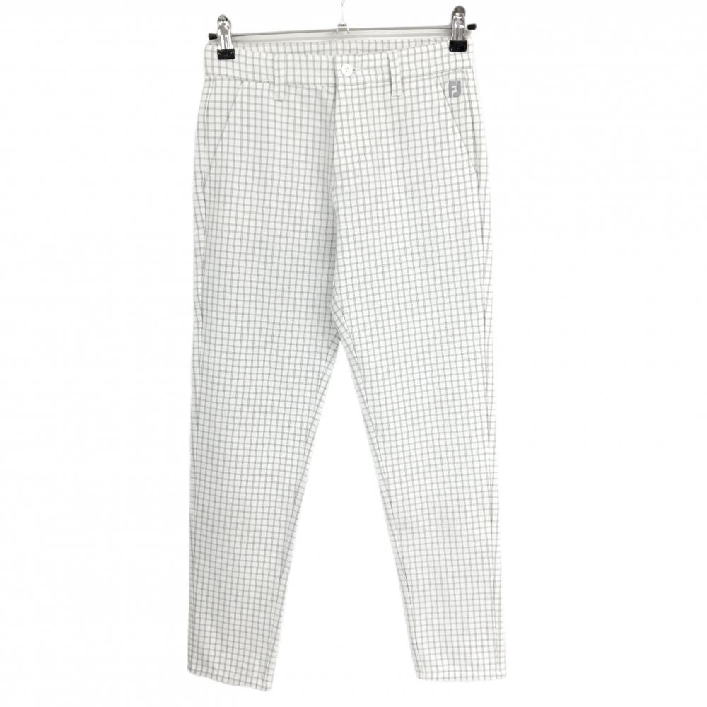 【超美品】フットジョイ ストレッチパンツ 白×グレー 格子チェック 裏微起毛 レディース S ゴルフウェア FootJoy