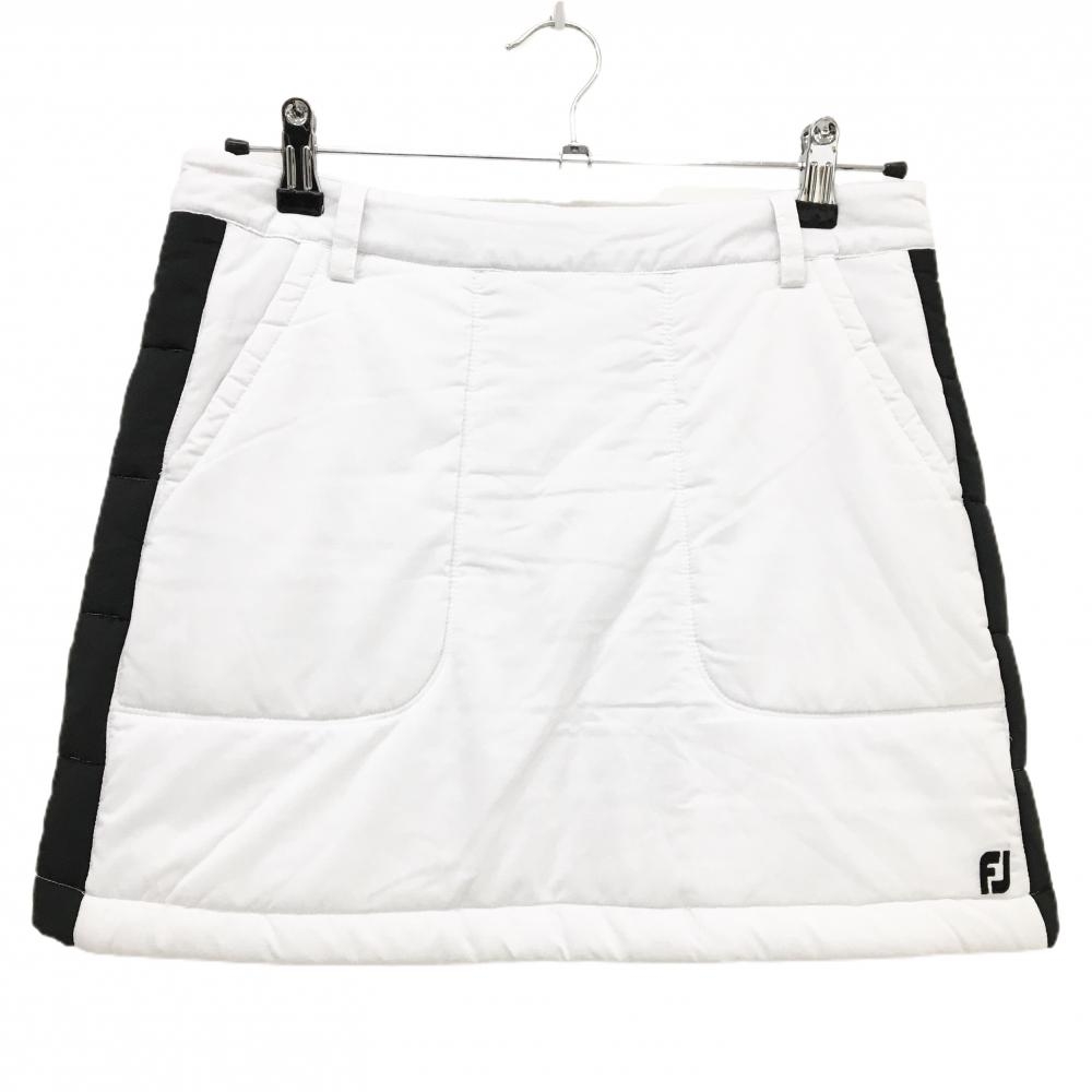 【美品】フットジョイ 中綿スカート 白×黒 裾ロゴ  レディース M ゴルフウェア FootJoy