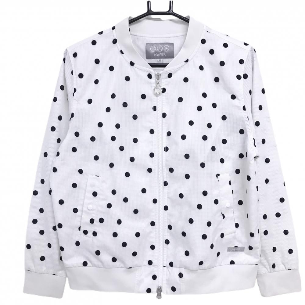 【美品】ホンマ ジャケットブルゾン 白×黒 ドット柄 ダブルジップ  レディース M ゴルフウェア HONMA