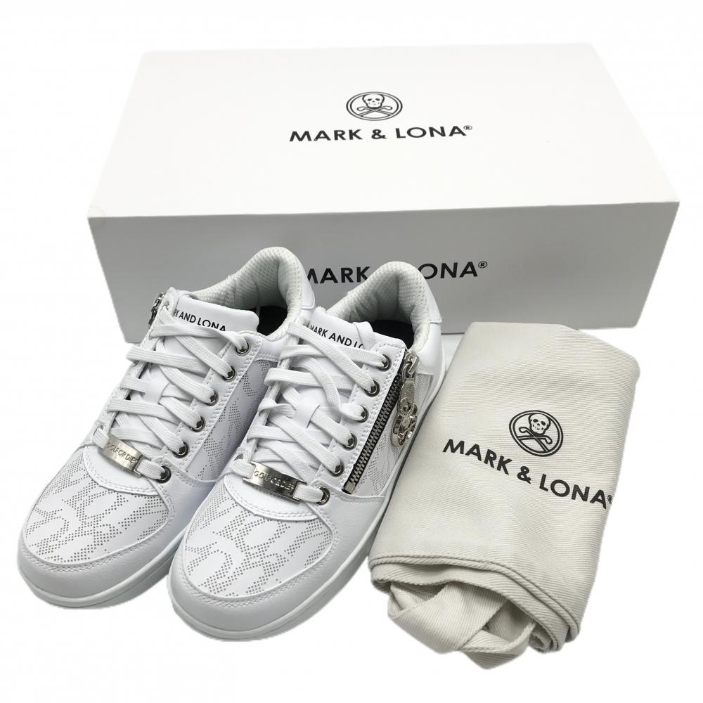 【未使用品】マークアンドロナ ゴルフシューズ 白 MLS-2A-SS31 シューズバッグ・収納箱付 レディース 24.0 ゴルフウェア MARK＆LONA