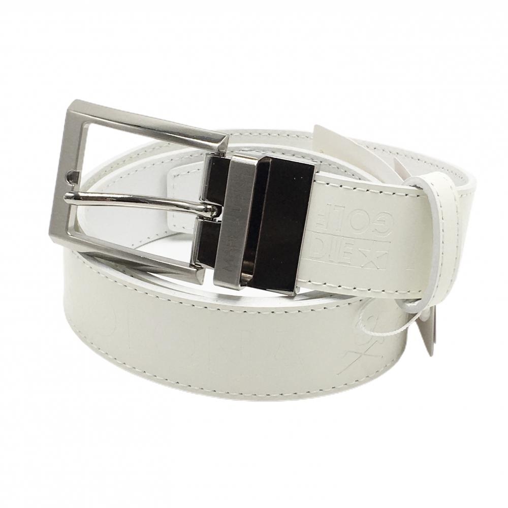 【新品】マークアンドロナ ベルト 白 バックルシルバー ロゴ型押し レディース  ゴルフウェア MARK＆LONA