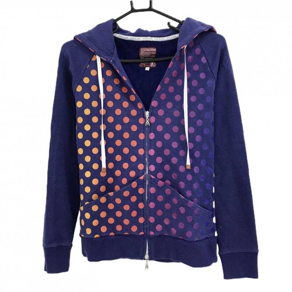 マークアンドロナ ジップパーカー パープル×オレンジ×ピンク 身頃・フードドット柄 ジャケット レディース M ゴルフウェア MARK＆LONA