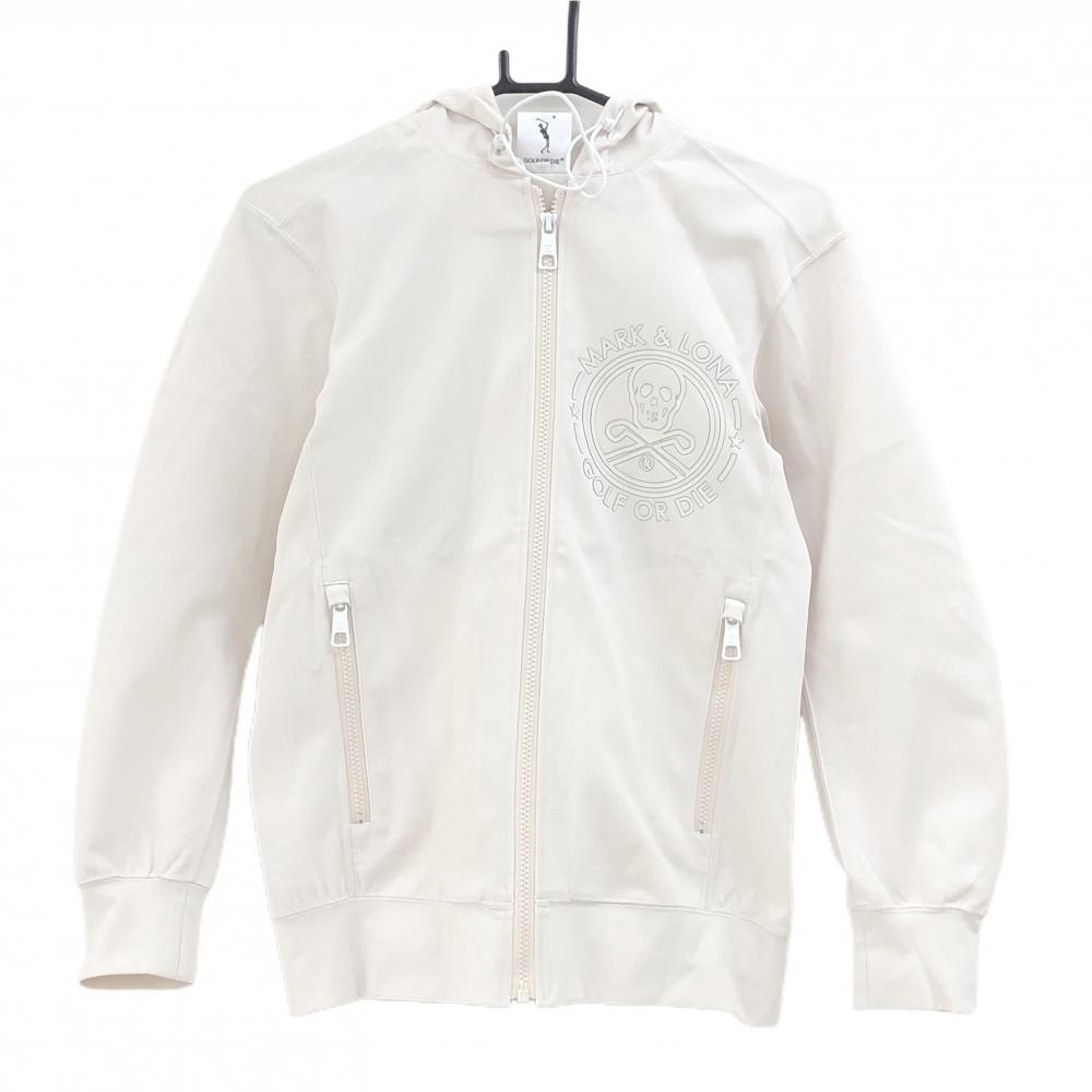 マークアンドロナ ジップパーカー アイボリー系 スカル ジャケット レディース 42(XL) ゴルフウェア MARK＆LONA