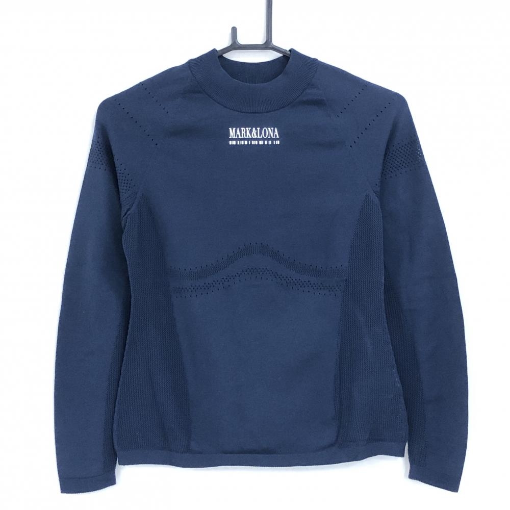 【超美品】マークアンドロナ セーター ネイビー 透かし編み ニット レディース 38(M) ゴルフウェア MARK＆LONA