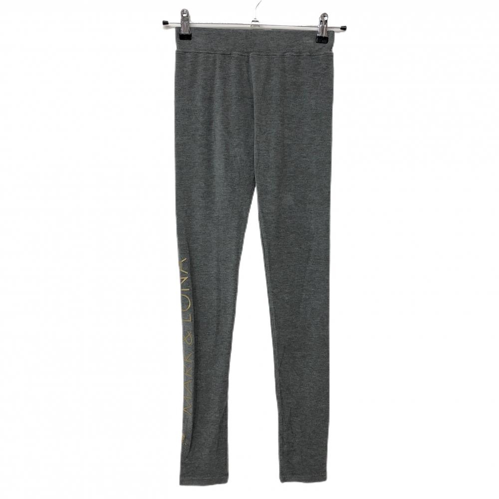 【新品】マークアンドロナ レギンスパンツ グレー 表微起毛 薄手 スパッツ ティー付き レディース 38(M) ゴルフウェア MARK＆LONA