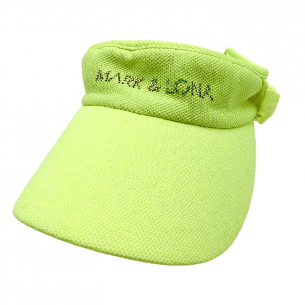マークアンドロナ サンバイザー 蛍光イエロー リボン スカル レディース FREE ゴルフウェア MARK＆LONA